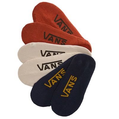 Vans No Show Socks 3pk Orange Tan Navy Vans No Show Socks 3pk Orange Tan Navy