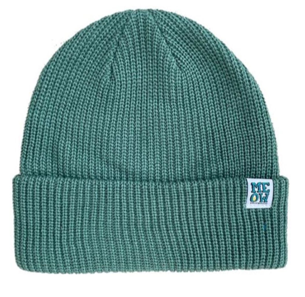 Meow Stacked Logo Beanie Teal