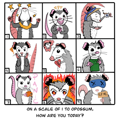 Scale of 1 to Opossum Print