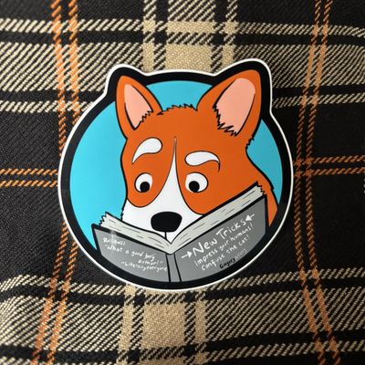 Reading Corgi sticker