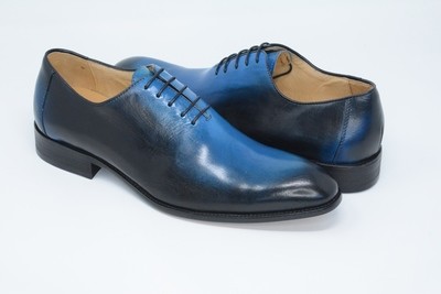 Shoes - Round Toe Blue Burnished Lace Up
