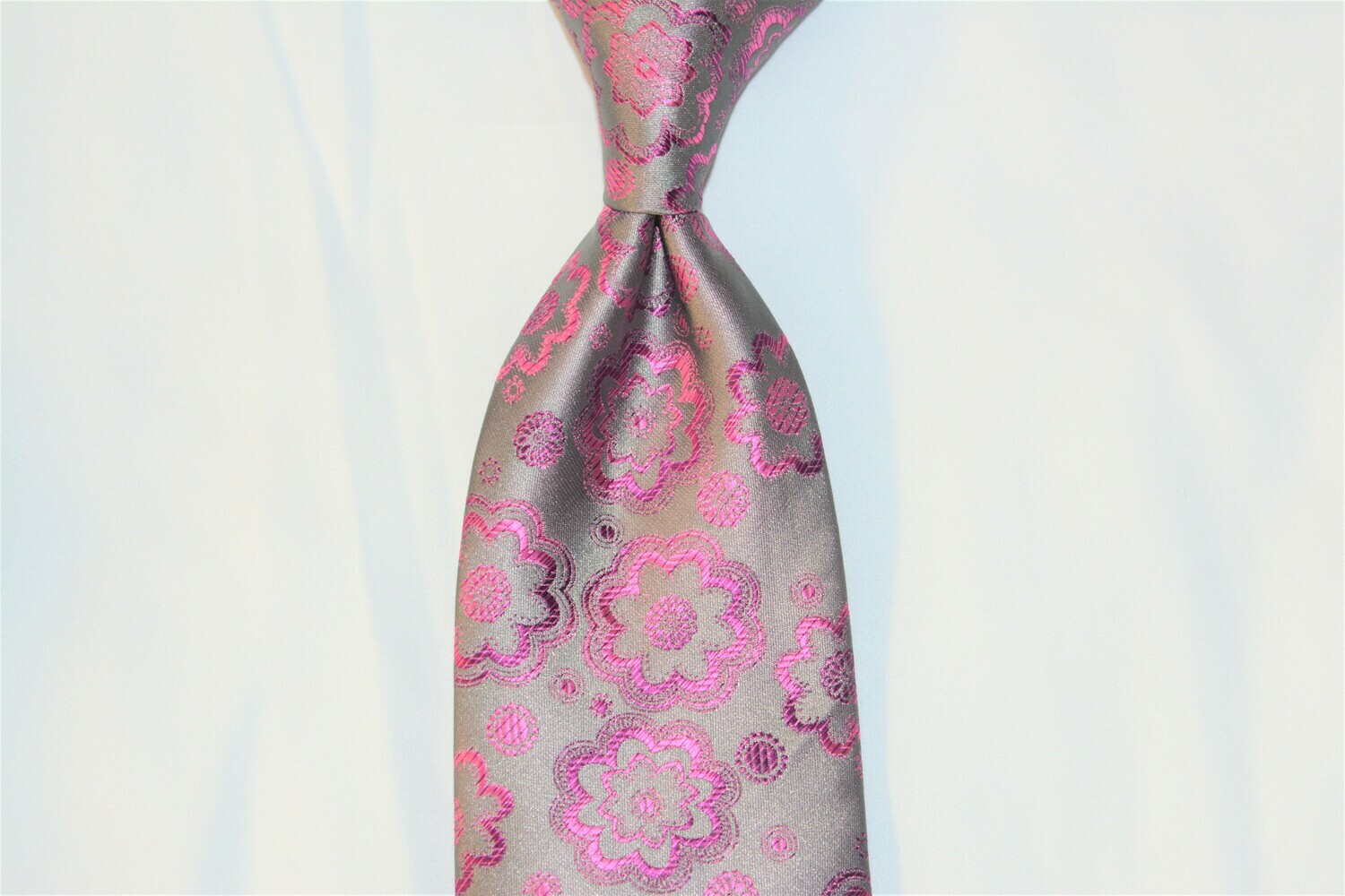 Necktie Set - Gray Fuchsia Flower Necktie Set - Gray Fuchsia Flower