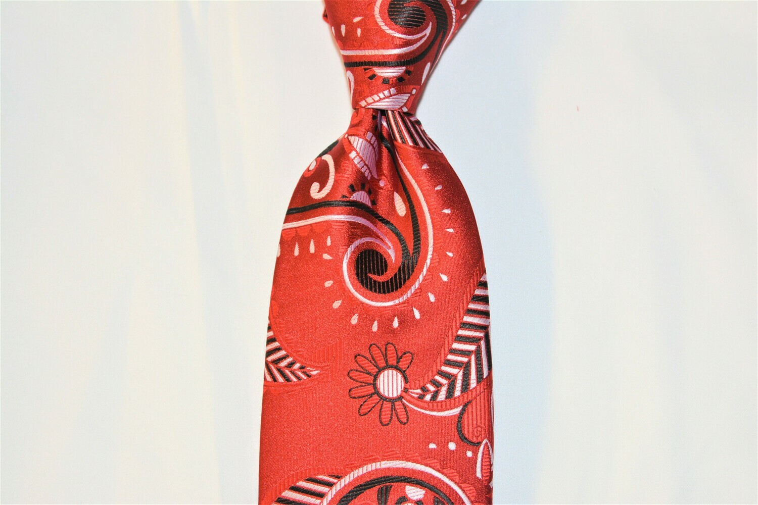 Necktie Set - Red White Black Paisley Africa