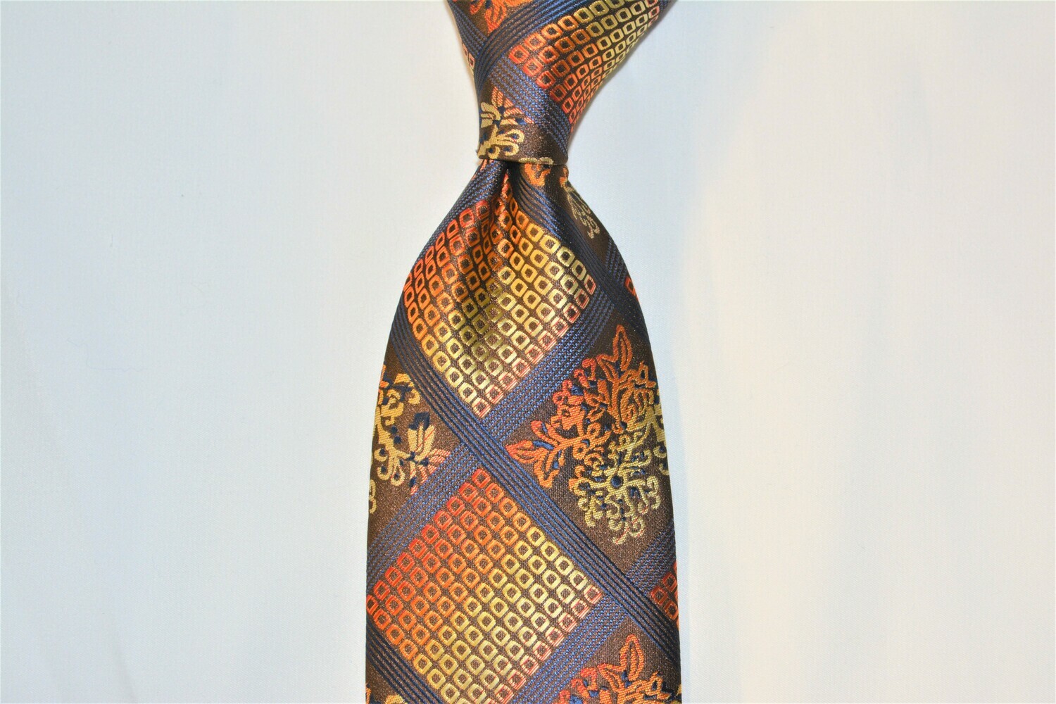 Necktie Set - Copper Tan Oriental Squares