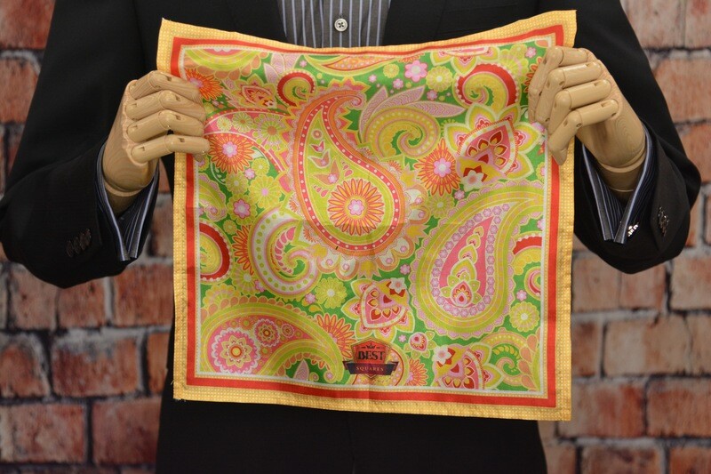 Premium Pocket Square - Jumbo Paisley Yellow