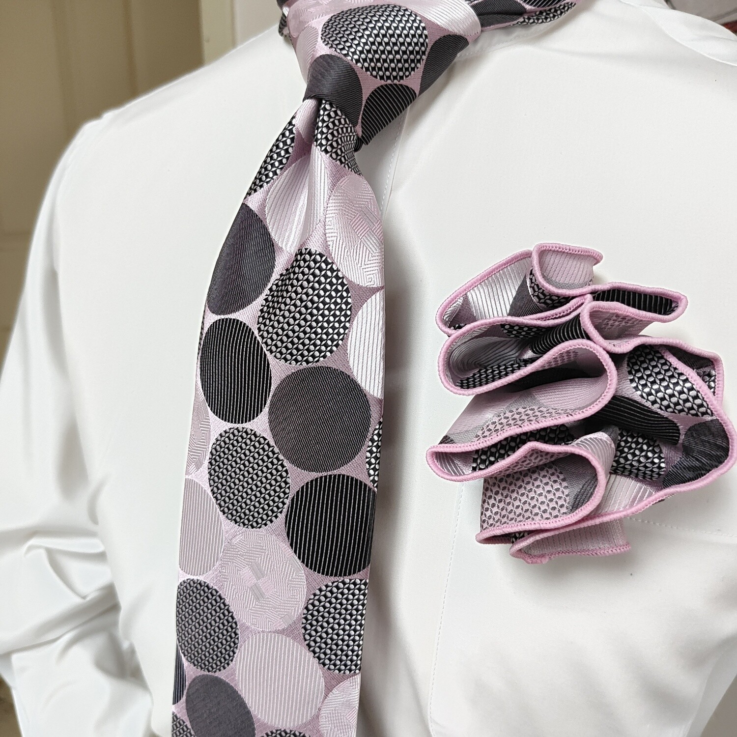 Necktie Set - Light Pink Dots