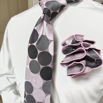 Necktie Set - Light Pink Dots