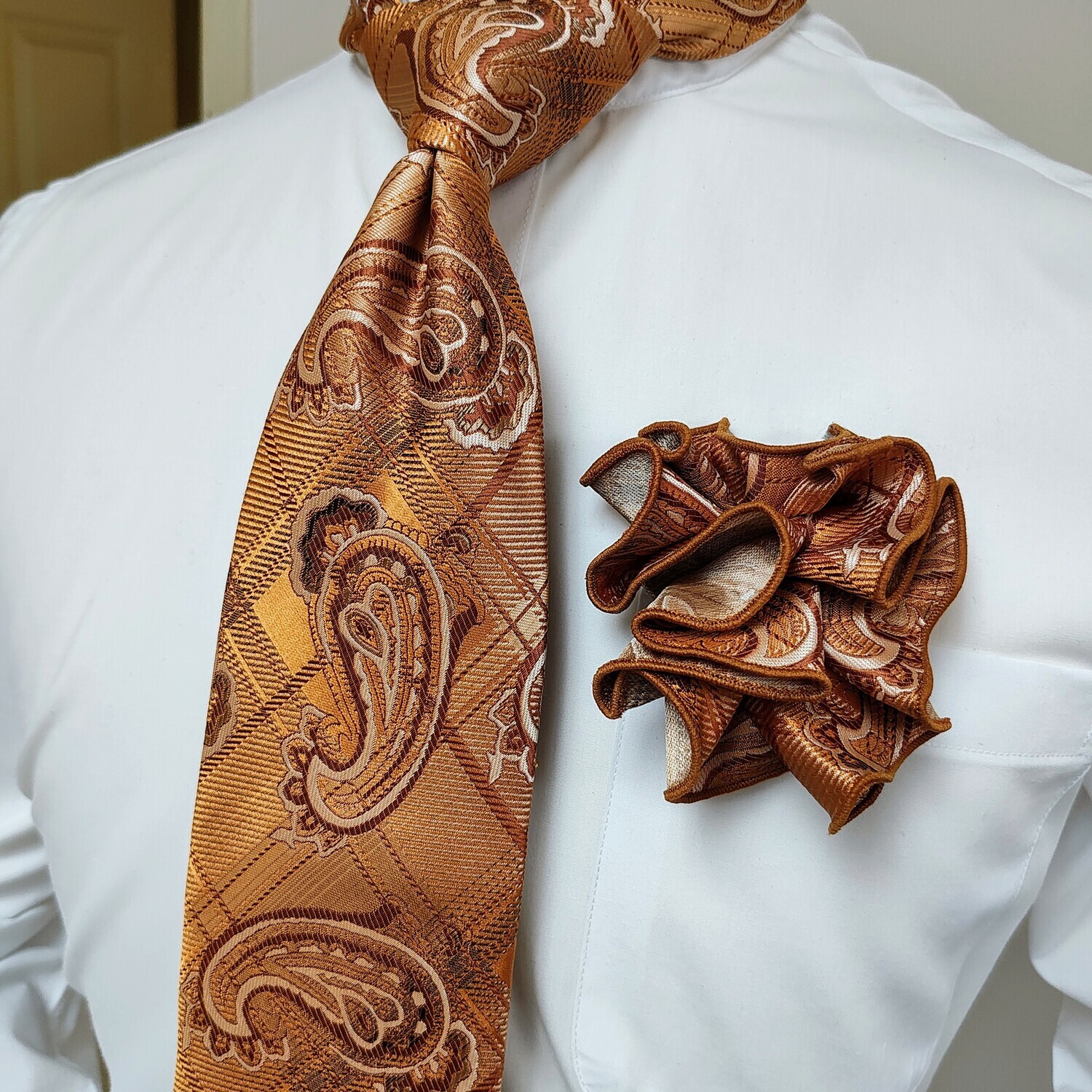 Necktie Set - Gold Brown Pasiley
