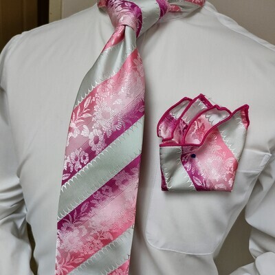 Necktie Set - Fushia Pink Stripe