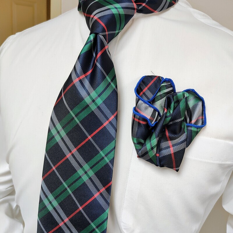 Necktie Set - Blue Green Red Plaid