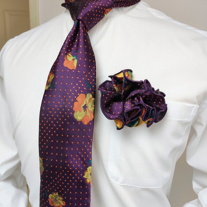Necktie Set - Plum Mini Dot Flower