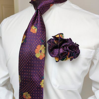Necktie Set - Plum Mini Dot Flower