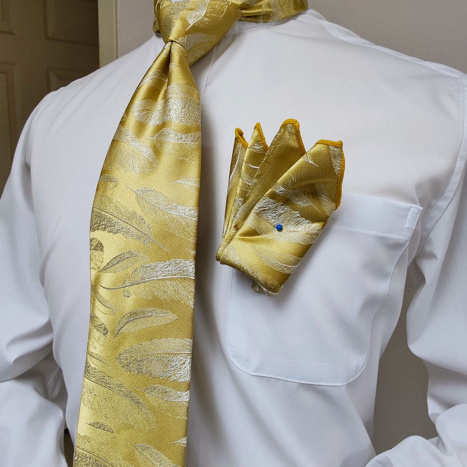 Necktie Set - Brush Yellow Feather