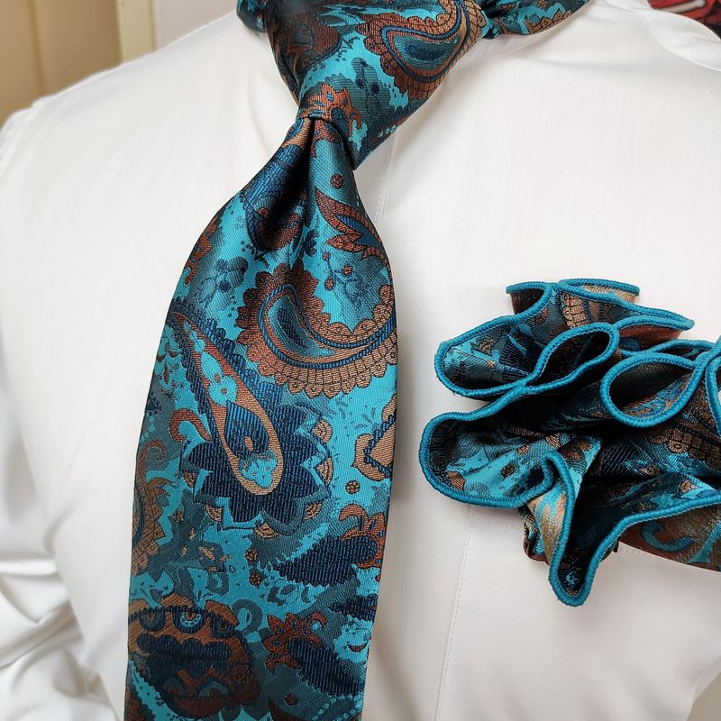 Necktie Set - Teal Brown Pasley