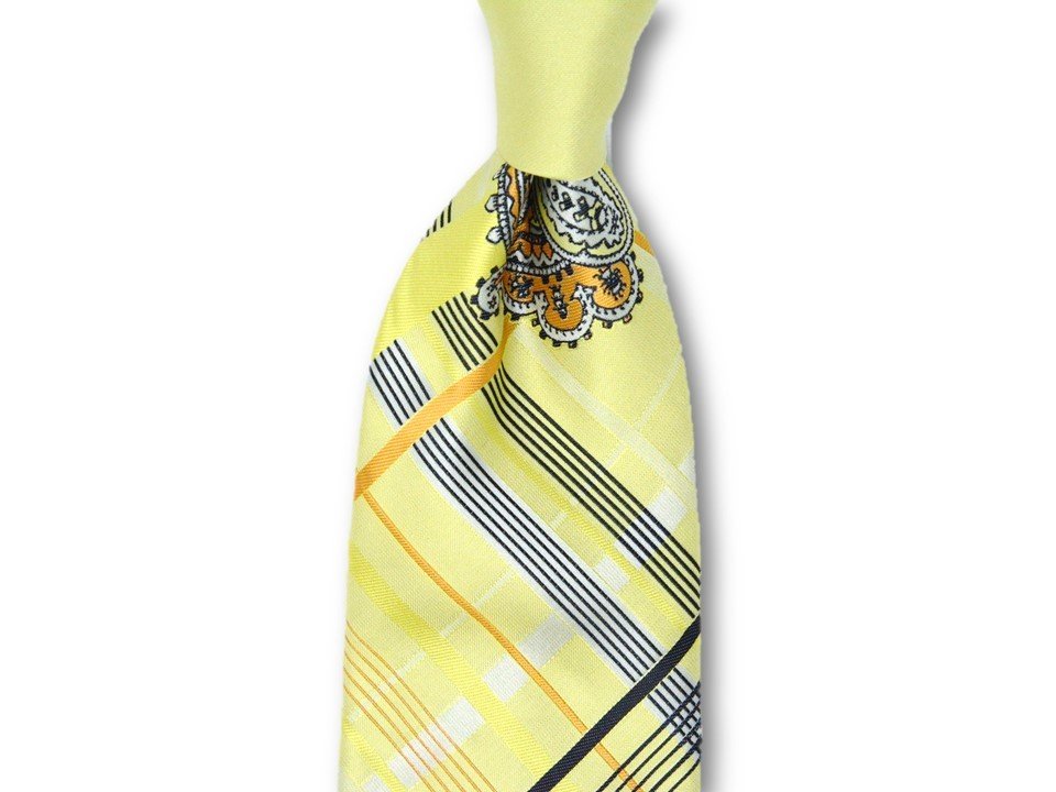 Necktie Set - Yellow Plaid Paisley