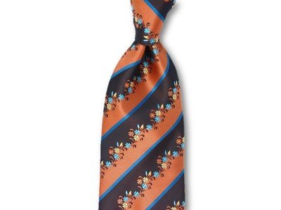 Necktie Set - Brown Copper Flower Hedges