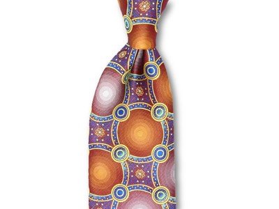 Necktie Set - Red Burgundy Abstract Circles