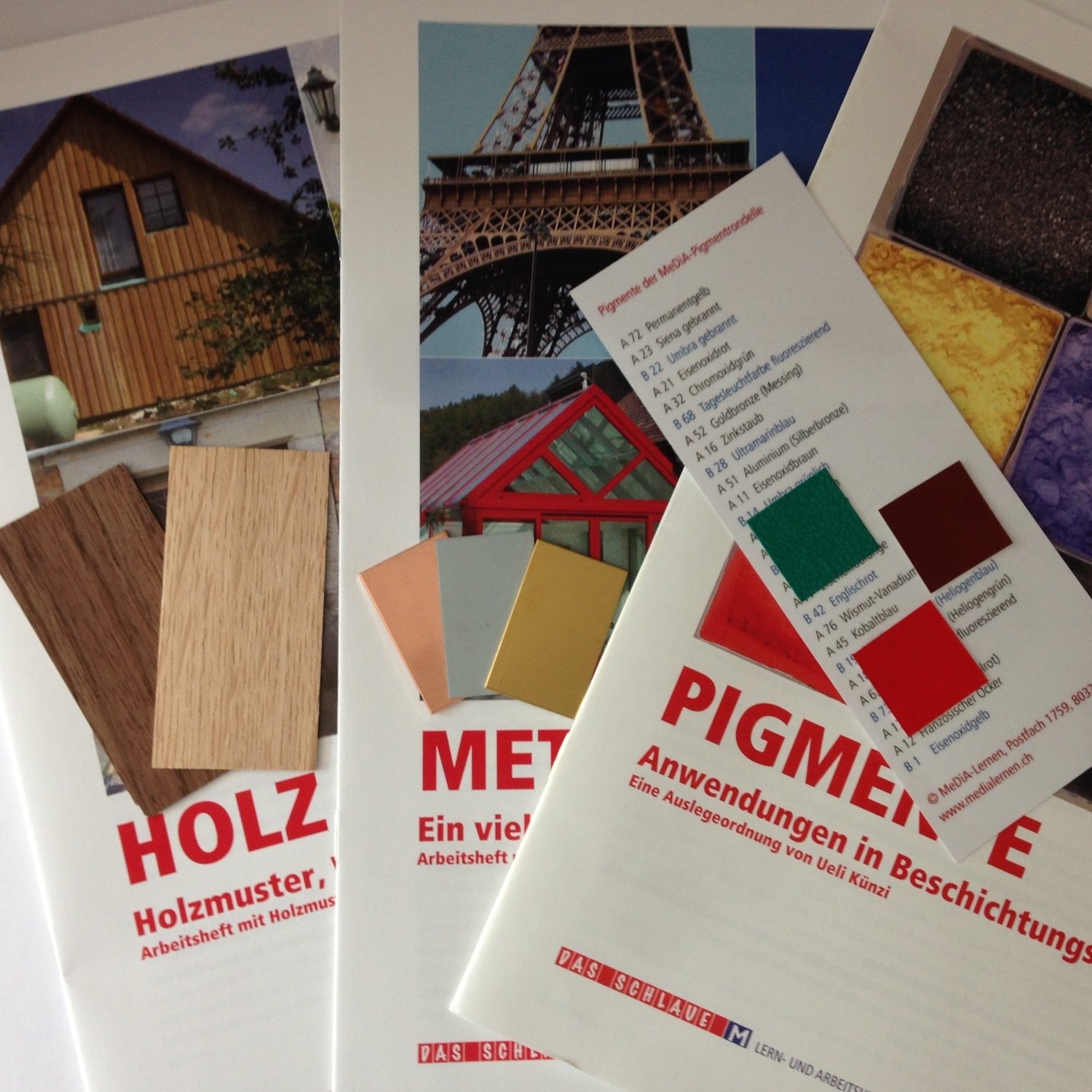 5er-Set Arbeitshefte HOLZ, METALLE, PIGMENTE (15 Hefte)