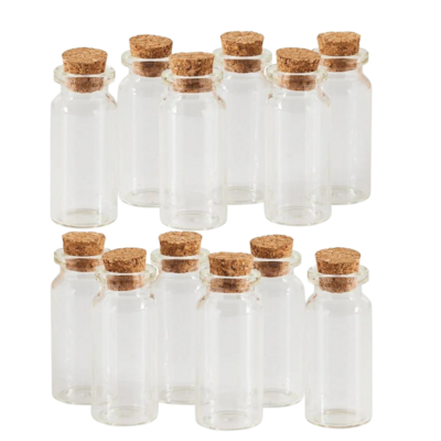 3BMT Kleine Glazen Mini Flesjes met Kurk - 10 ml - Set van 12 Lege Glas Flesjes