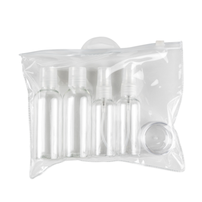 3BMT Reisflesjes Set Handbagage - Set van 5 - Diverse Formaten Met Spray In Handige Toilettas