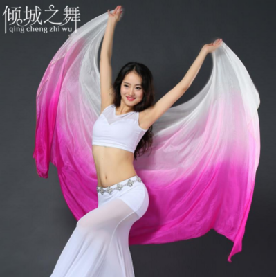Pink and White Silk Belly Dance Veil