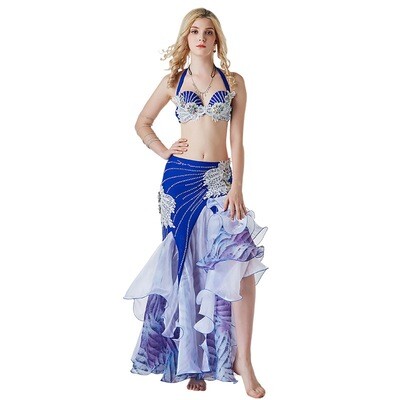 Blue Ruffle Belly Dance Costume