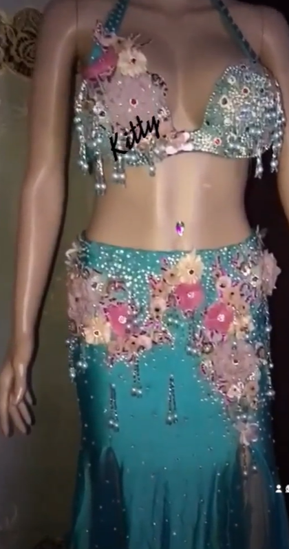 Designer Spring Detailed Floral Belly Dance Costume