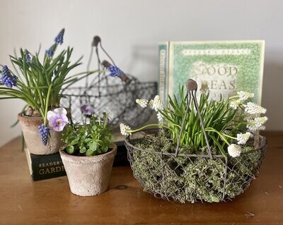 Rustic Wire Baskets with Wood Handles