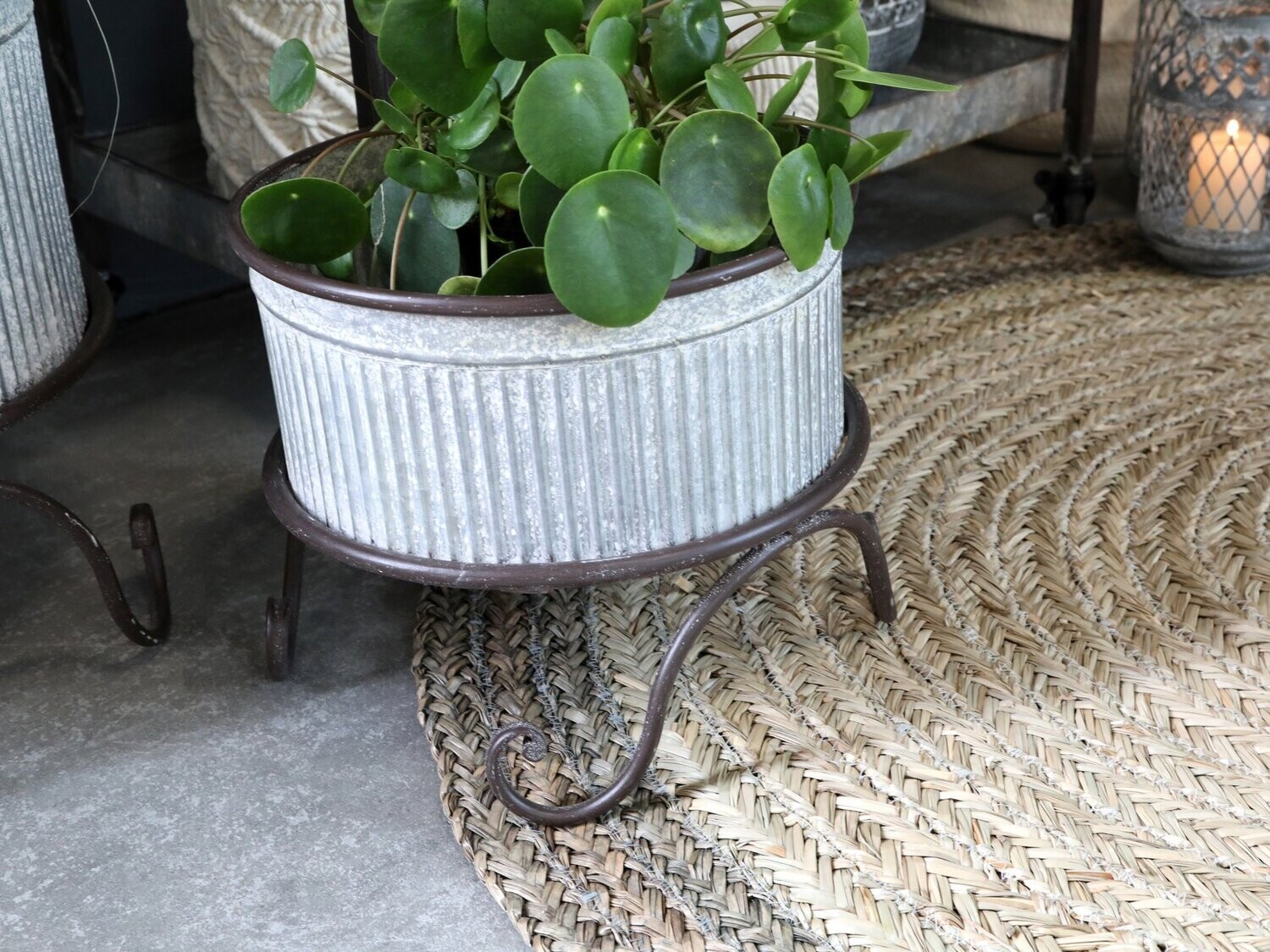 Vintage Zinc Flower Basin on Feet