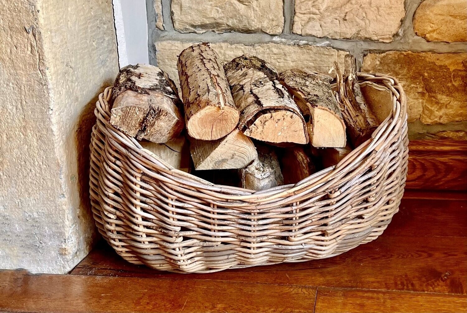 Boat Shaped Rattan Log Basket