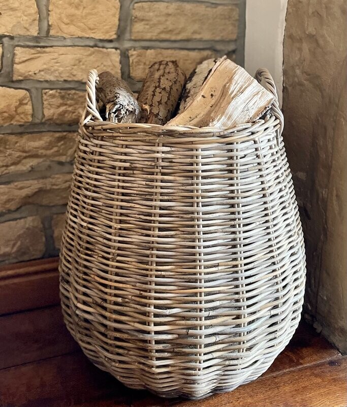 Pot Bellied Rattan Log Basket