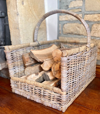 Open Ended Rattan Log Basket