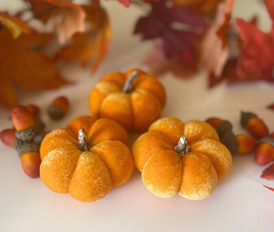 Trio of Velvet Pumpkins