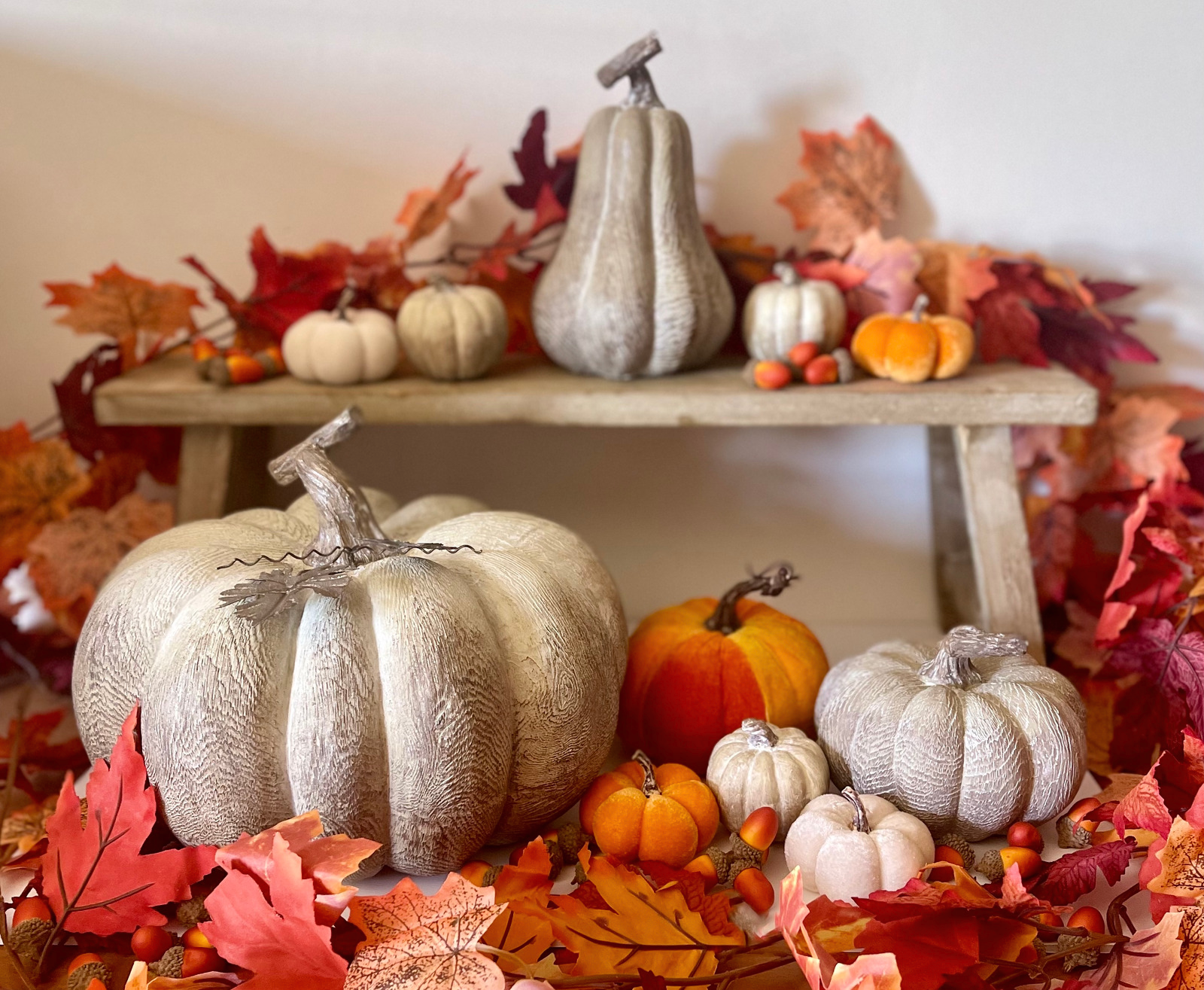 Carved Wood Effect Squat Pumpkin