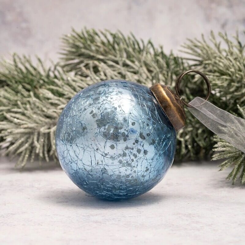 Topaz Crackle Glass Bauble