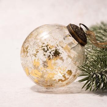 Gold Foil Crackle Glass Bauble