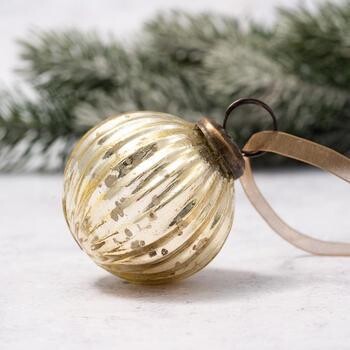 Gold Ribbed Glass Bauble