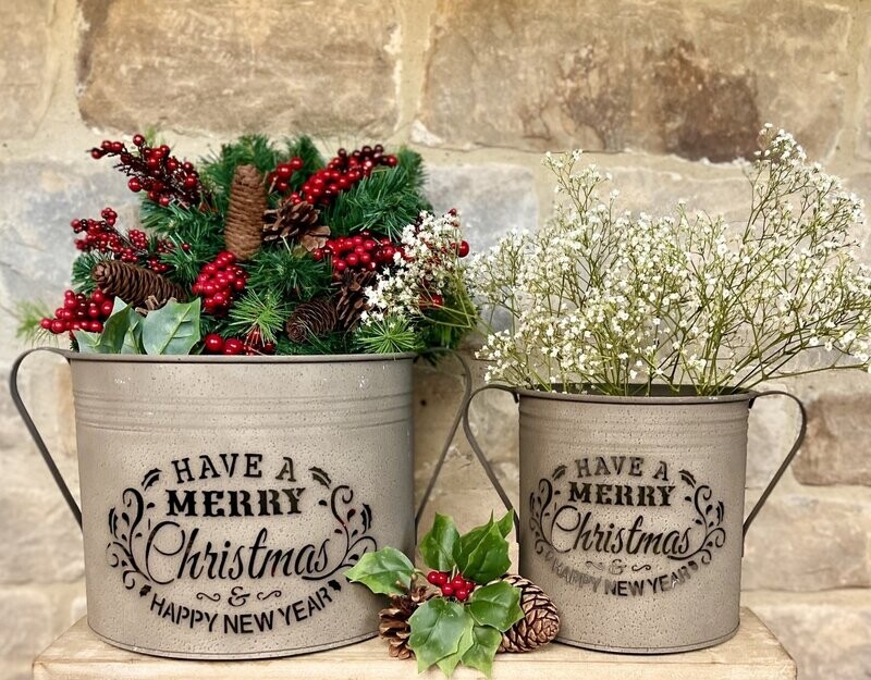 Christmas Planters, Design: Set of 2 - Round