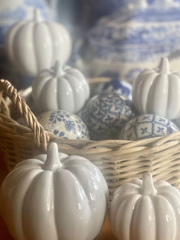 Ceramic Pumpkins, Colour: Grey, Size: Small