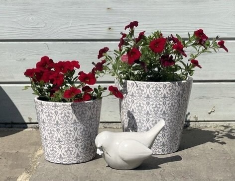 Old Dutch Style Plant Pot Holders - Set of 2, Design: Slate Grey
