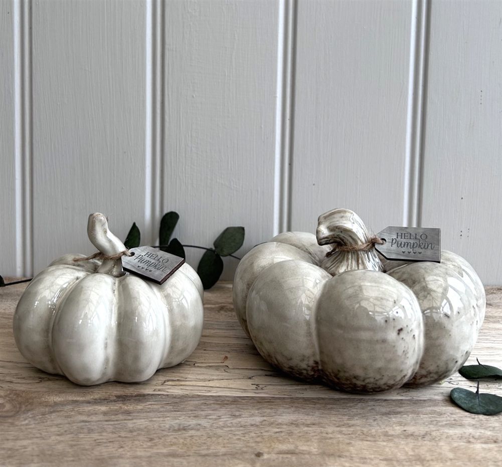 Ceramic Reactive Glazed Pumpkins - Set of 2