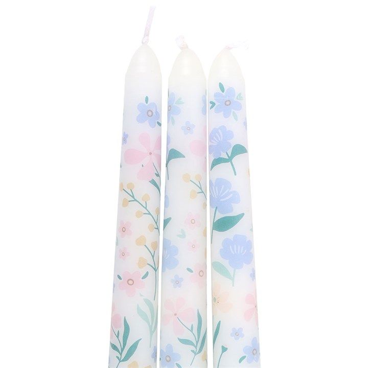 Trio of Floral Taper Candles