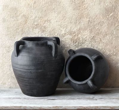 Ebony 'Medora' Urn Vases