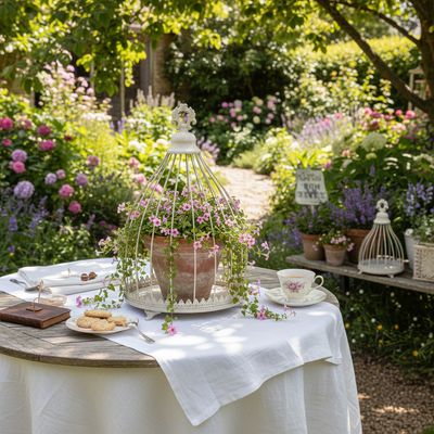 Vintage Ivory Cloches Vintage Ivory Cloche with ornate feet makes the perfect frame for a trailing flower in a vintage pot for a Summer centrepiece