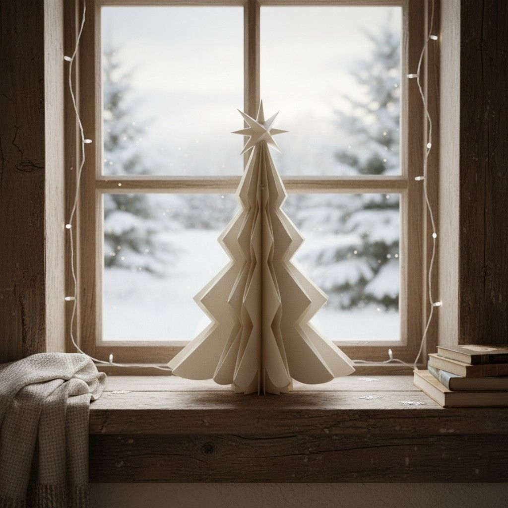 White Paper Christmas Tree Handcrafted white paper Christmas tree with star. Stunning window dressing or in a cosy corner.