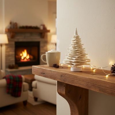 Felt & Marble Christmas Tree Handcrafted little off white felt Christmas Tree with white marble base looks stunning with all styles of décor.