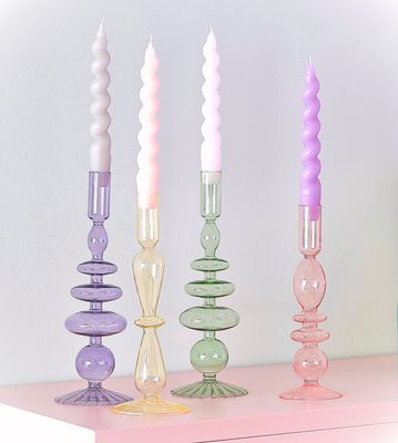 Pastel Glass Candlesticks - 4