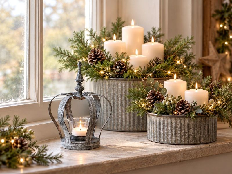 Bring vintage charm to your home with this aged zinc crown tealight holder, perfect for cottage windowsill and cosy displays.