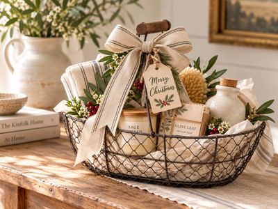 Rustic Wire Baskets with Wood Handles Make the perfect gift basket for a loved one this Christmas. Simply fill with their favourite things and add a bow and tag