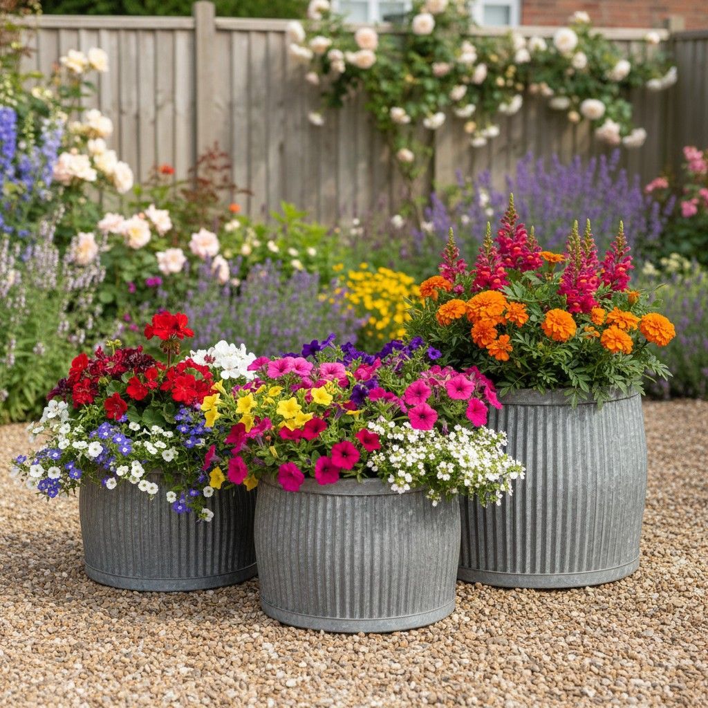 Dolly Tub Planters  - the perfect trio for a traditional garden style - vintage cottage gardens or countryside manor 